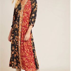 Anthropology Floral Patchwork Maxi Dress